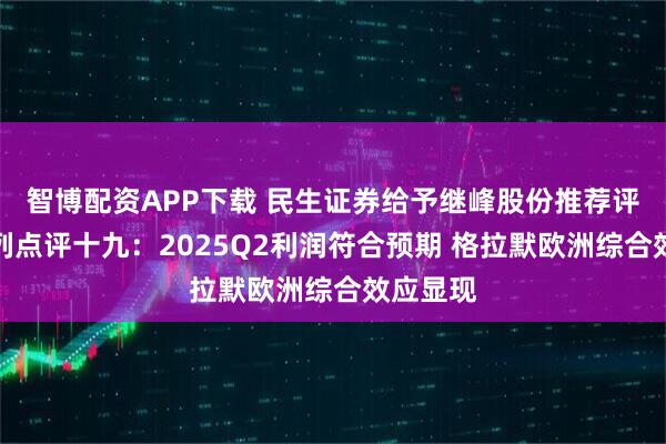 智博配资APP下载 民生证券给予继峰股份推荐评级，系列点评十九：2025Q2利润符合预期 格拉默欧洲综合效应显现